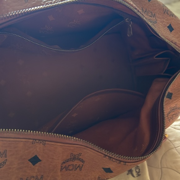 MCM Women's Cognac Leather Logo Tote Boston large, authentic , no strap - Picture 12 of 12